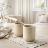 Tasse Viola, céramique, beige, ø8x9,5 cm, lot de 4 en situation