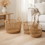 J-Line Lot de 3 Paniers Ronds Jacinthe d'Eau Naturelle en situation