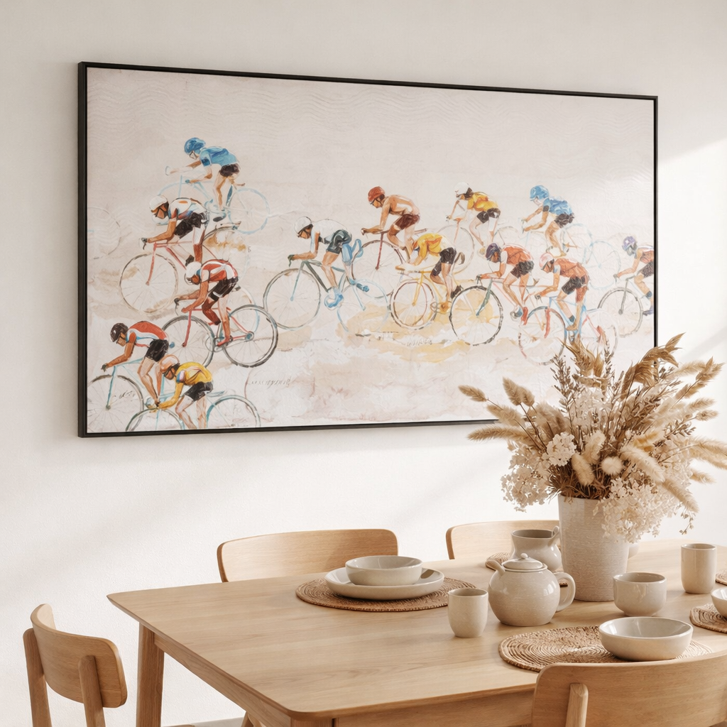 Tableau J-Line Cyclistes - toile/peinture - mélange en situation