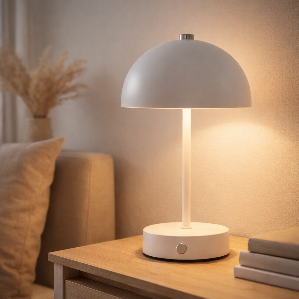 Lampe de table LED Holt - Blanc, Métal, Rechargeable en situation