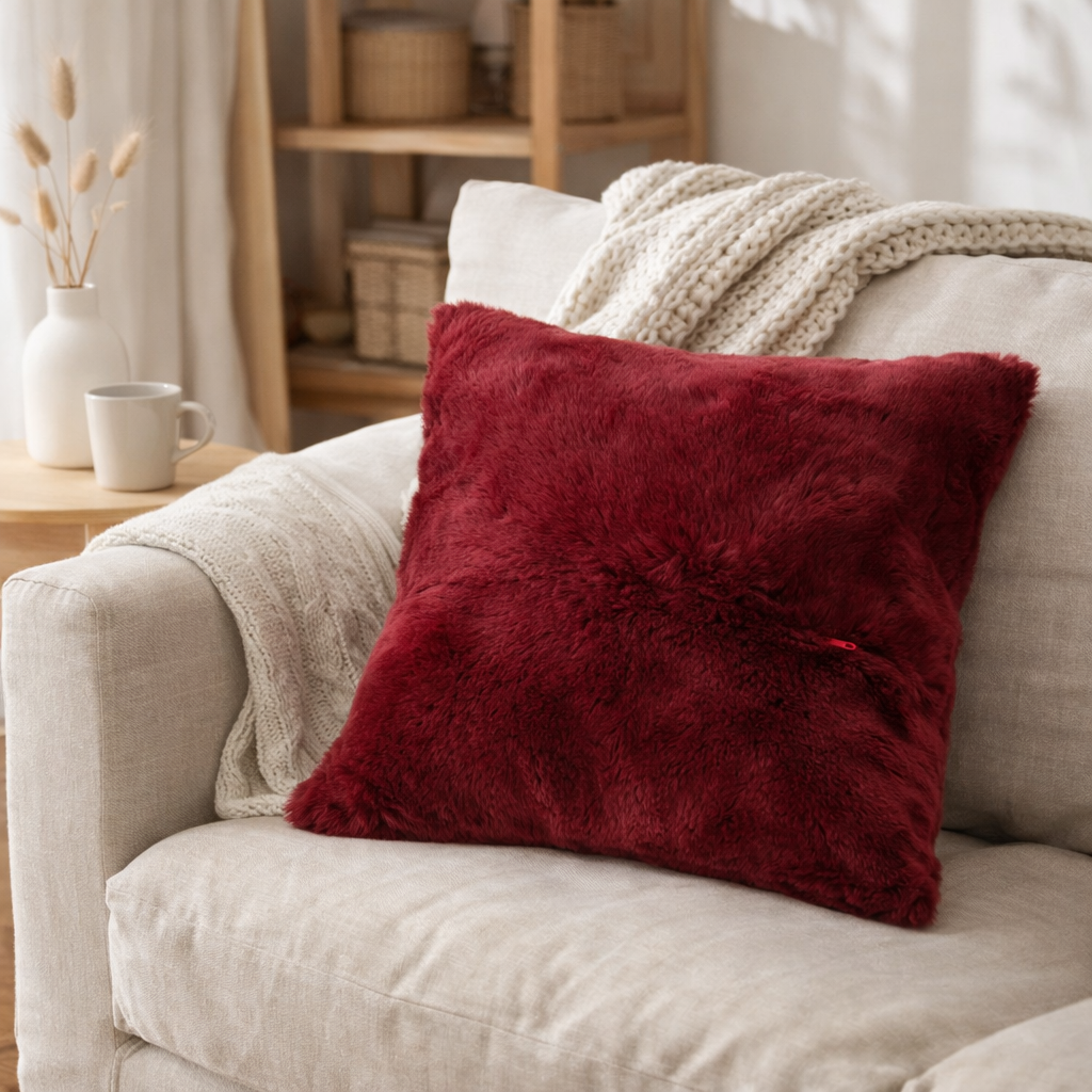 Coussin J-Line Cutie – polyester – rouge - 45 x 45 cm en situation