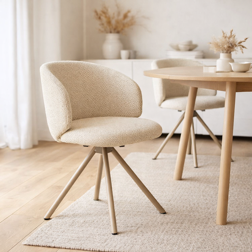 Chaise de salle à manger Fulham pivotante, sable, pieds sable, HN1320 - Lot de 2 en situation