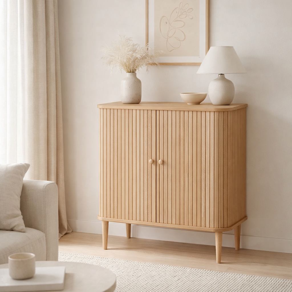 Nikko Side Board - Natural, MDF / Pine, 80x40x87 cm en situation