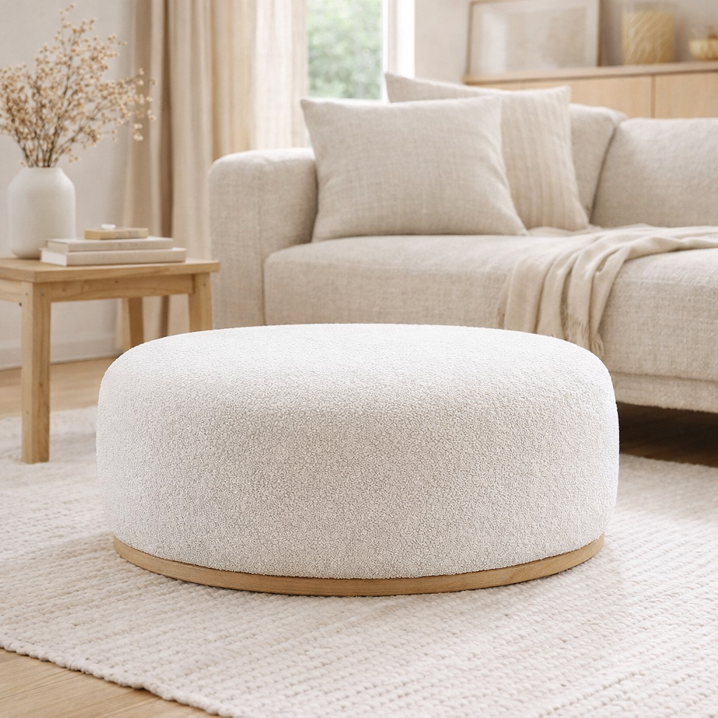Manhattan Pouf - White, MDF/Pinewood/Foam/Polyester, 88.5x54.5x36 cm en situation