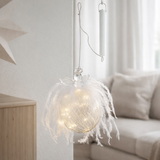J-Line Boule de Noël Ange - plume/verre - grand - lumières LED en situation