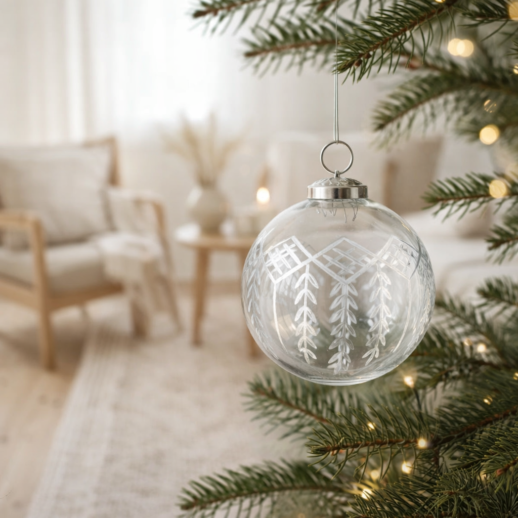 J-Line Boule de Noël Stripe - verre - transparent/argenté - petite en situation
