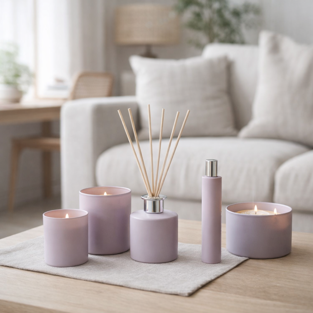 Parfum d'ambiance J-Line Excellent - Sapin de Sibérie - verre - lilas en situation