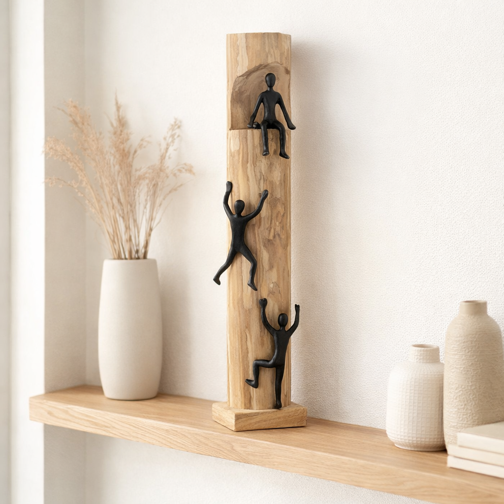 J-Ligne Decoration Figures grimpant - bois / aluminium - noir en situation