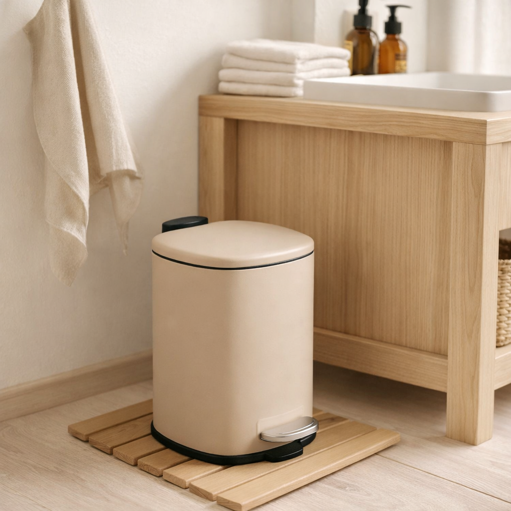 Lodi Poubelle à pédale avec fermeture amortie, métal, beige, 3l en situation