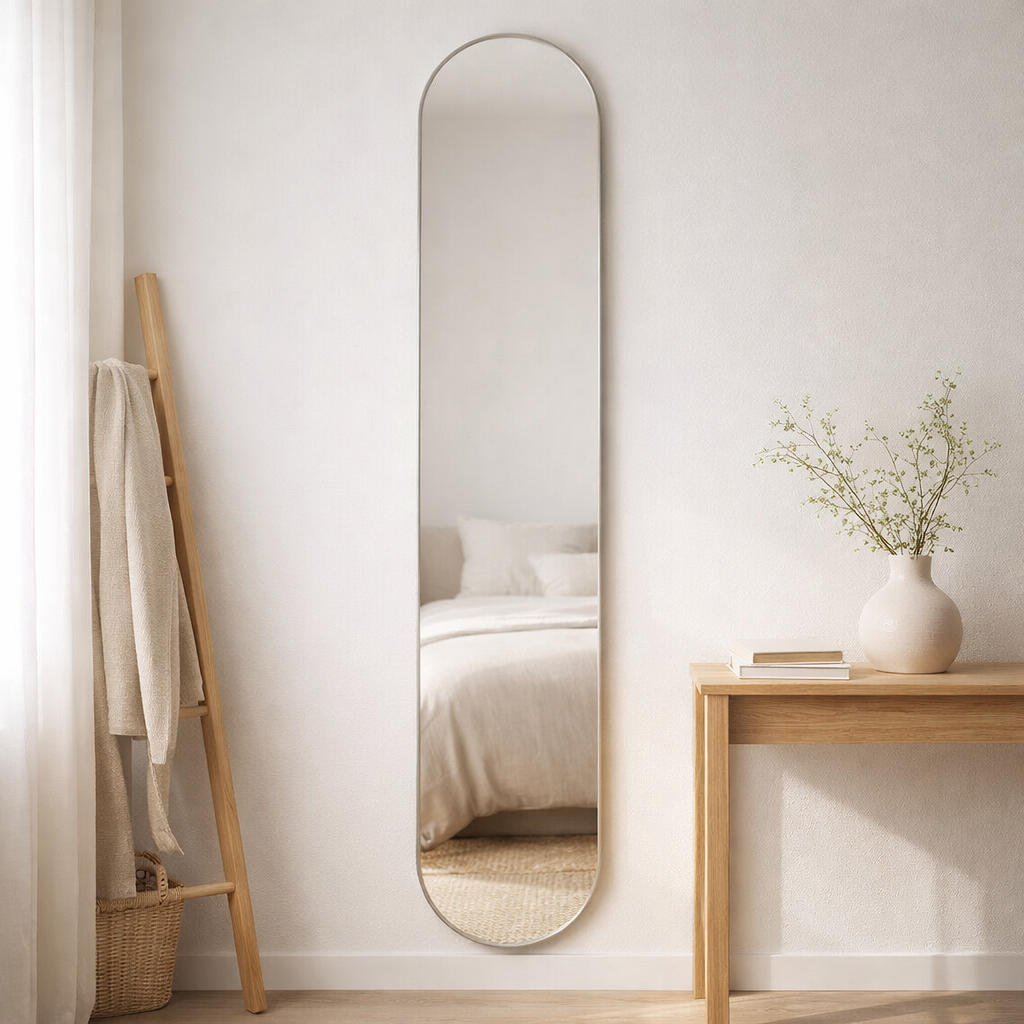 Hennetved Miroir, aluminium, argent, 35x170 cm en situation