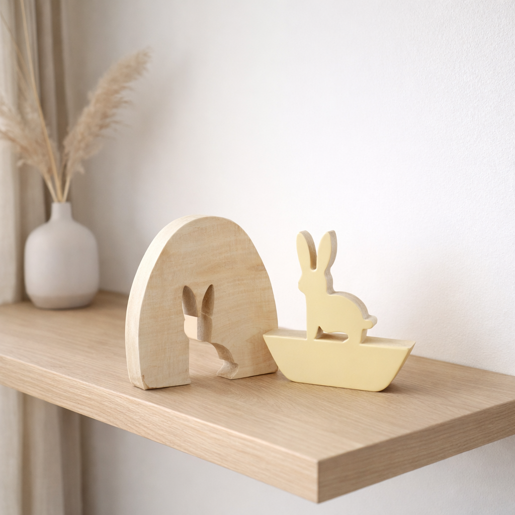 J-line Decoration Egg Rabbit - Bois - Jaune en situation