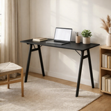Bureau Vojens - Noir, MDF/Hévéa, 120x60x75 cm en situation
