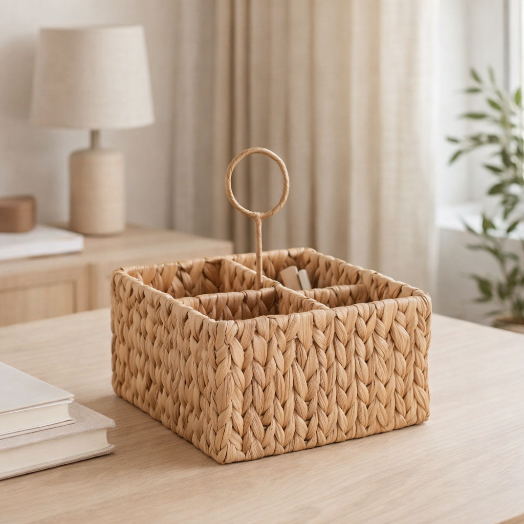 Boîte de Rangement Pleiku - Boîte de Rangement, Jacinthe d'Eau, Naturel, 20x11x20 cm en situation