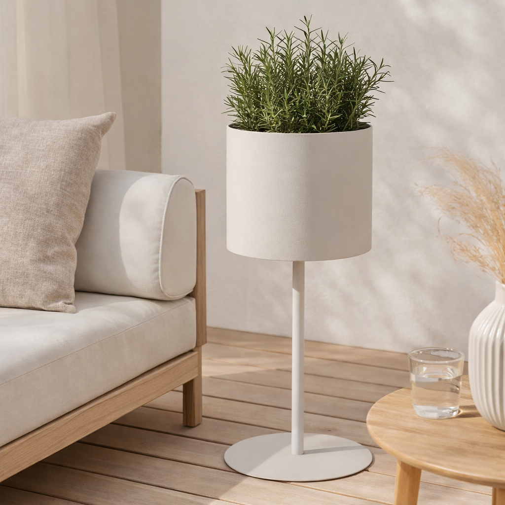 Trofa Flower Stand - Jardinière, acier, sable, ø21,5x36 cm en situation