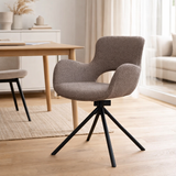 Chaise de salle à manger Amorim - Bouclé champignon, base pivotante noire - Lot de 2 en situation