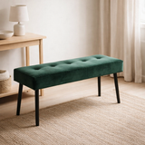 Banc Skiby - Velours, Acier, Vert - 100x35x44 cm en situation