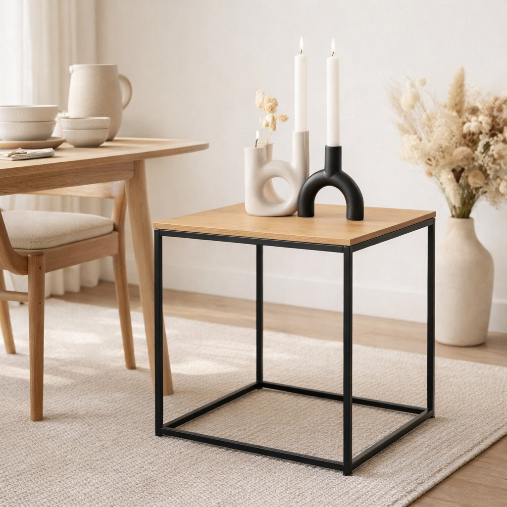 Table d'appoint Vita - aspect chêne, noir, 45x45x45cm en situation