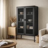 Vitrine Melbourne - Acier, Noir - 80x40x120 cm en situation