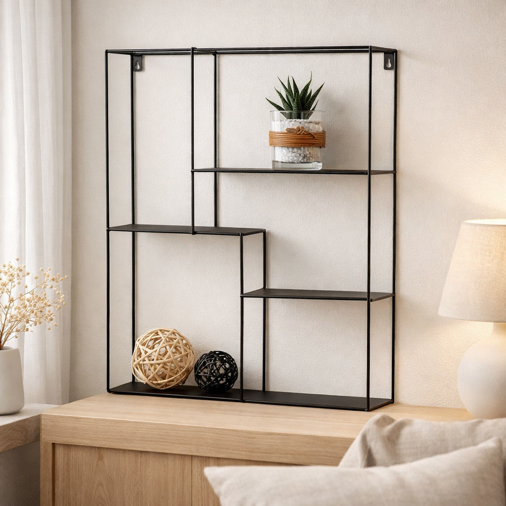 Etagère Mons - Noir, Acier, 40,5x10,5x50 cm en situation
