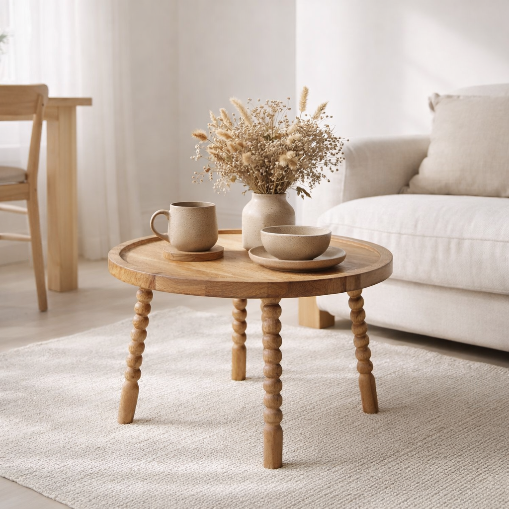 Table Basse Jammu - Manguier, Naturel - Ø60x35 cm en situation
