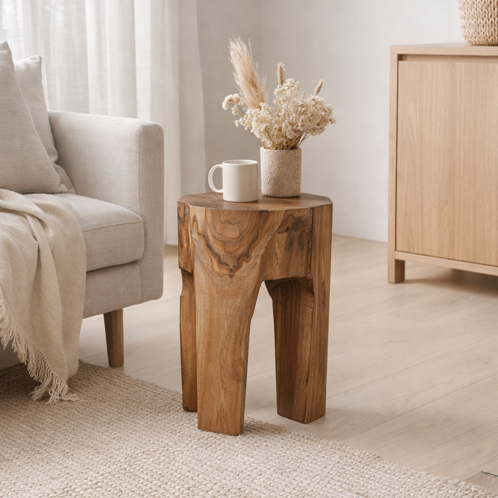 Tabouret Rose - Naturel, Teck, 26x40cm en situation