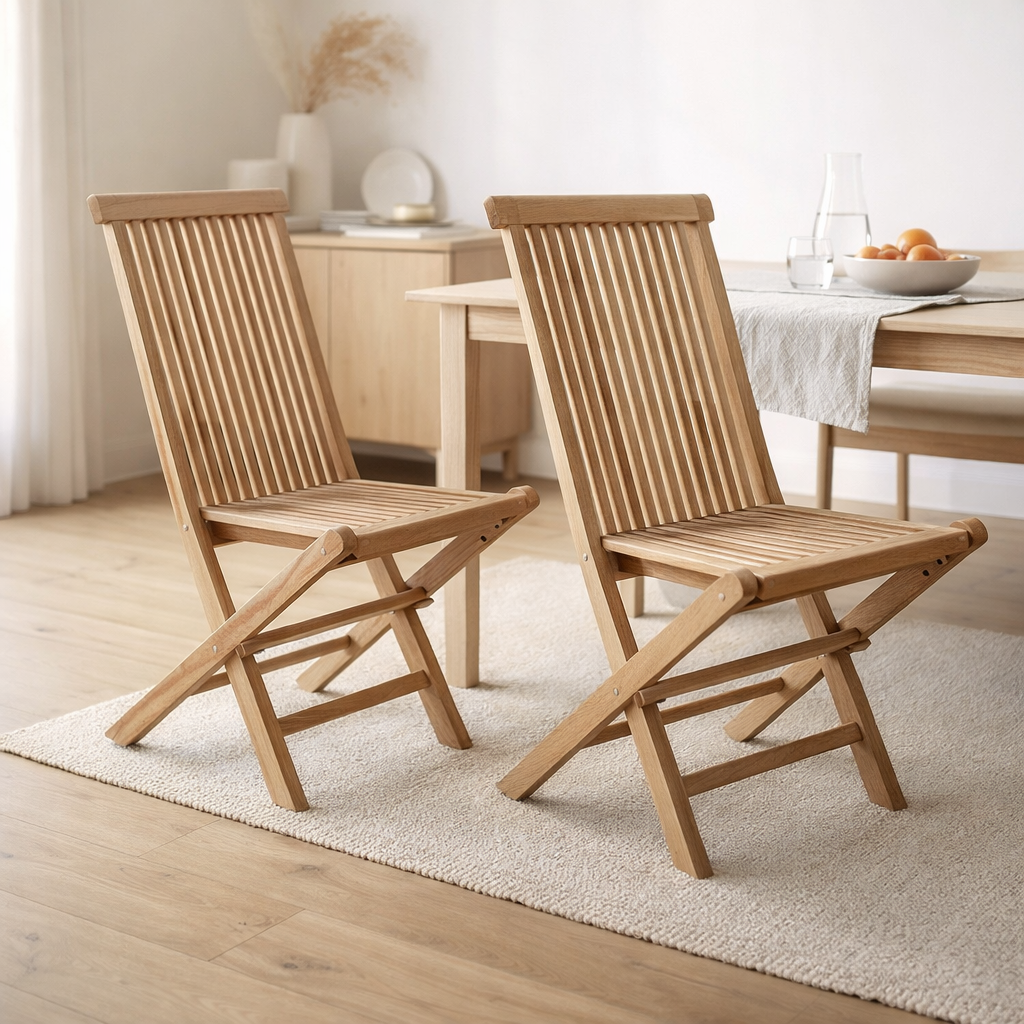 Chaise de salle à manger Toledo - Naturel, Teck, 62x46x89 cm - Lot de 2 en situation