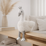 Figurine J-Line - cygne - peluche - blanc/gris/argent - L en situation