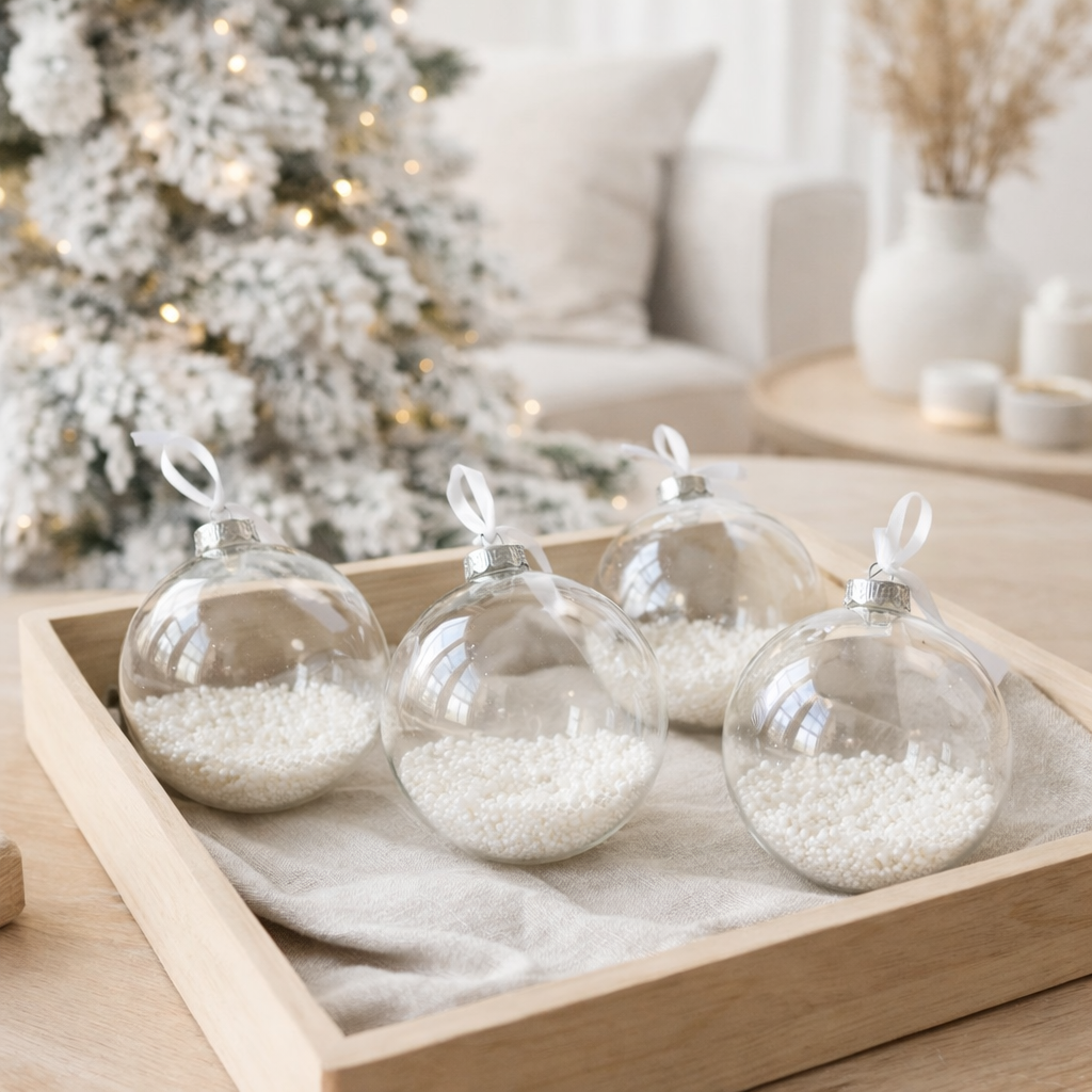 J-Line Boîte de 4 Boules de Noël Fond en Sucre Verre Prêt Moyen en situation