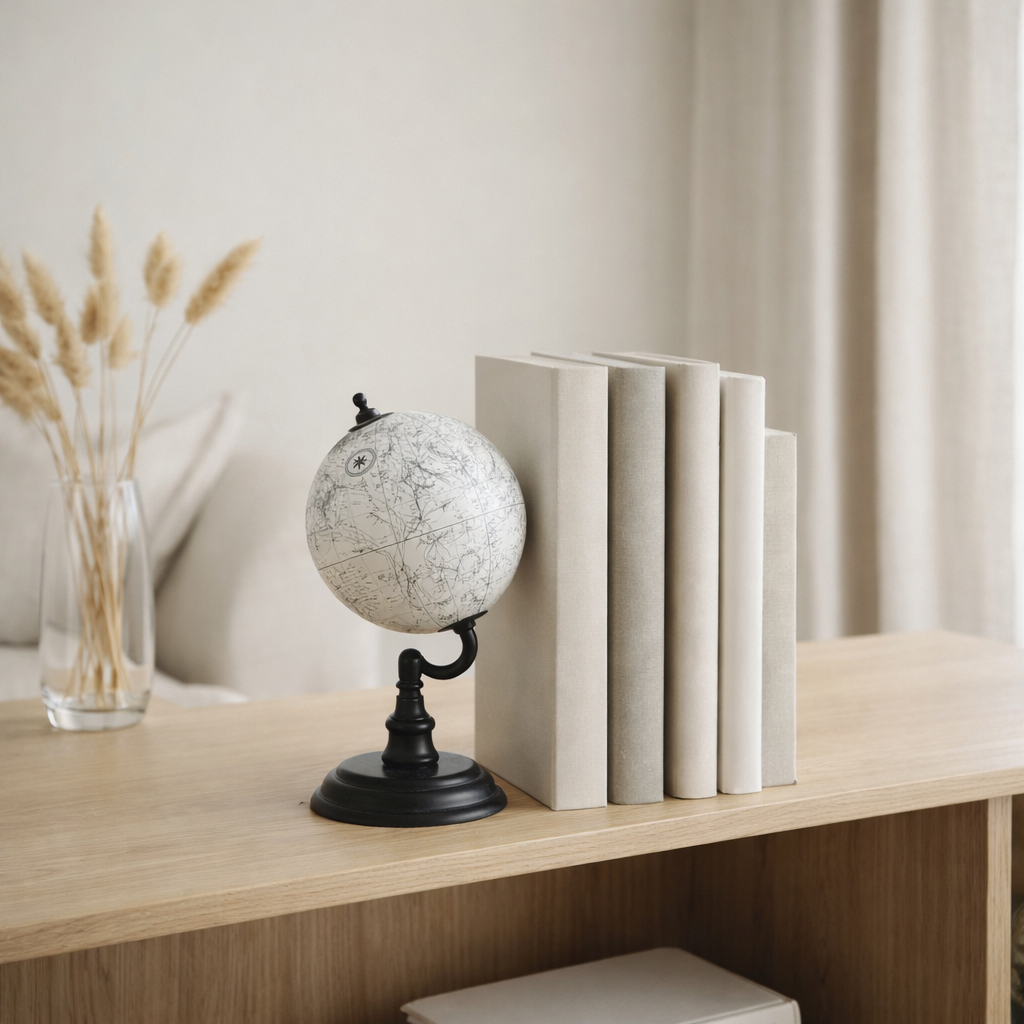 Globe J-Line sur socle - bois - gris/noir - petit en situation