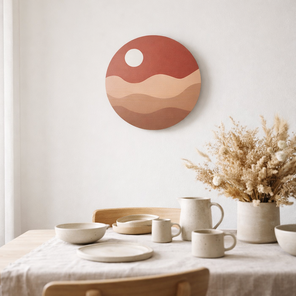 Tableau coucher de soleil en situation