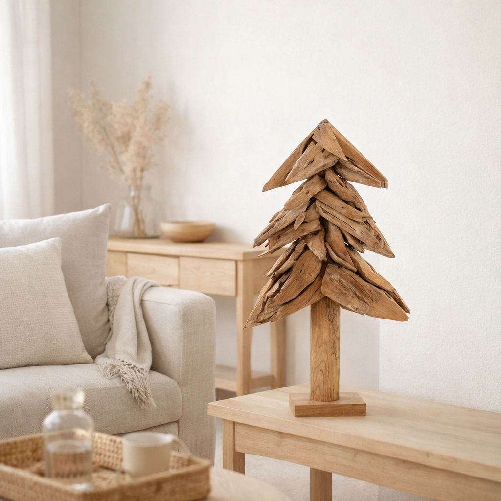 J-Line décoration Tree Pieces Teck - bois - naturel - moyen en situation