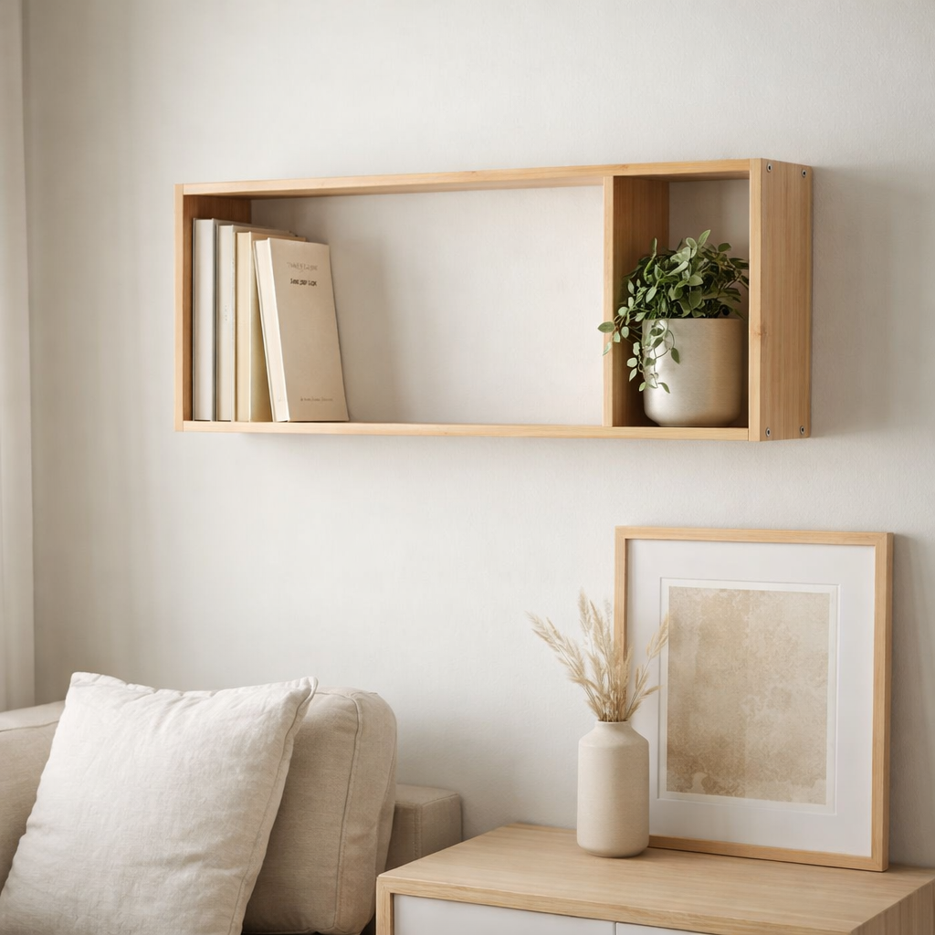 Etagère Murale Ember - Naturel, Bambou, 70x15x35,5 cm en situation