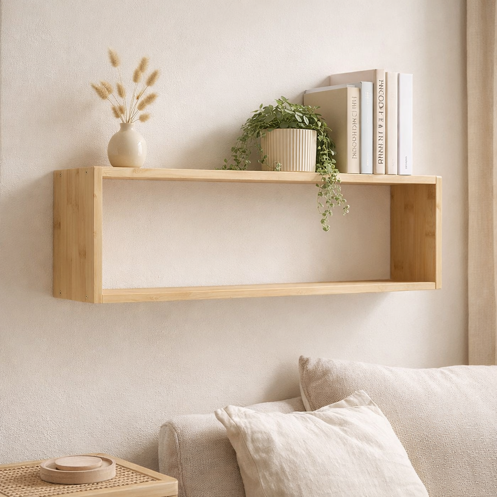 Etagère Murale Ember - Naturel, Bambou, 70x15x19,5 cm en situation