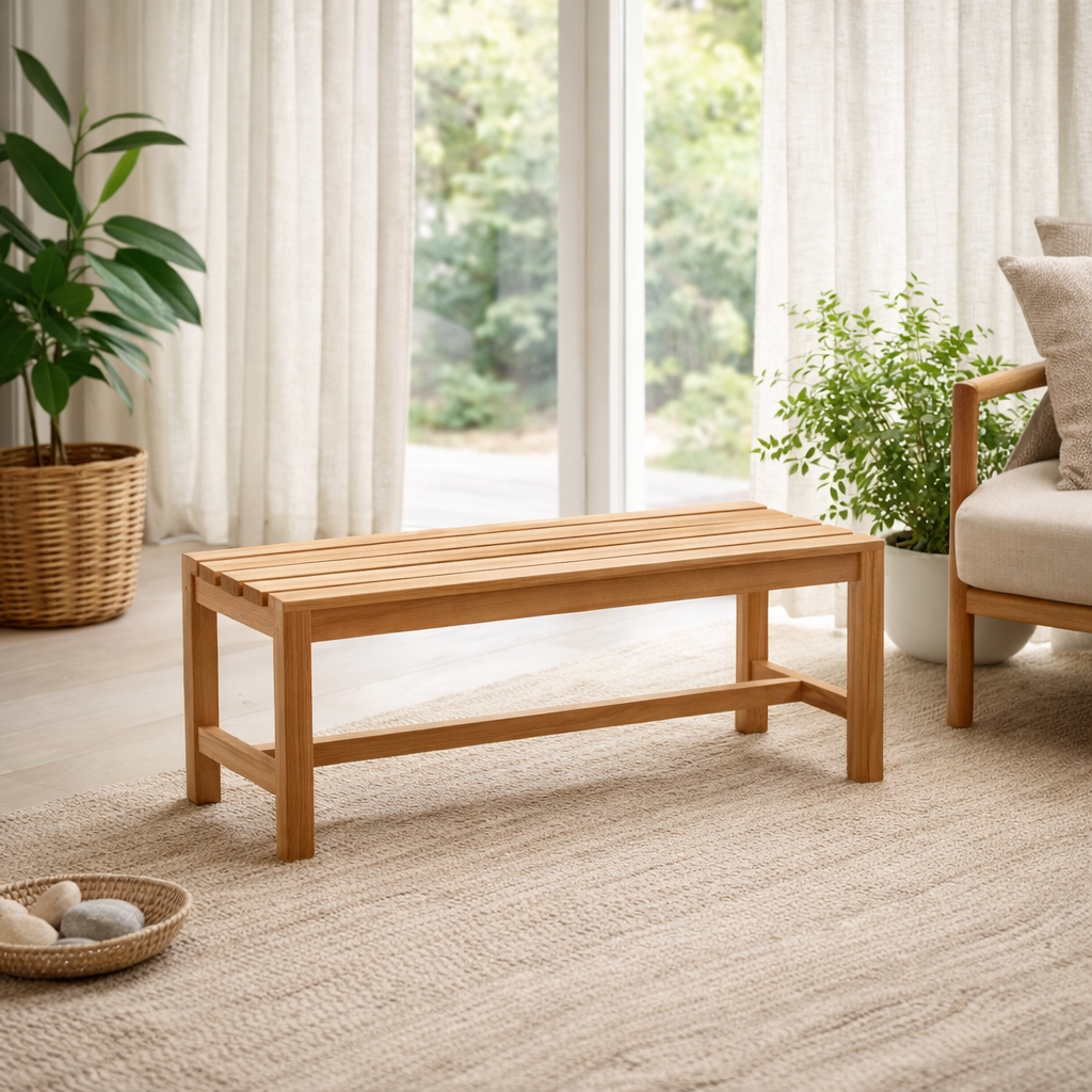 Banc de jardin, 120 cm, teck en situation