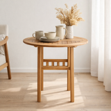 Table de jardin, ronde 80 cm, teck en situation