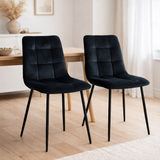 Chaise de salle à manger Middelfart - Velours polyester, Acier, Noir - Lot de 2 en situation