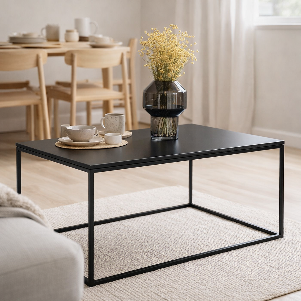 Table basse Vita - noir, acier, 60x90x45cm en situation