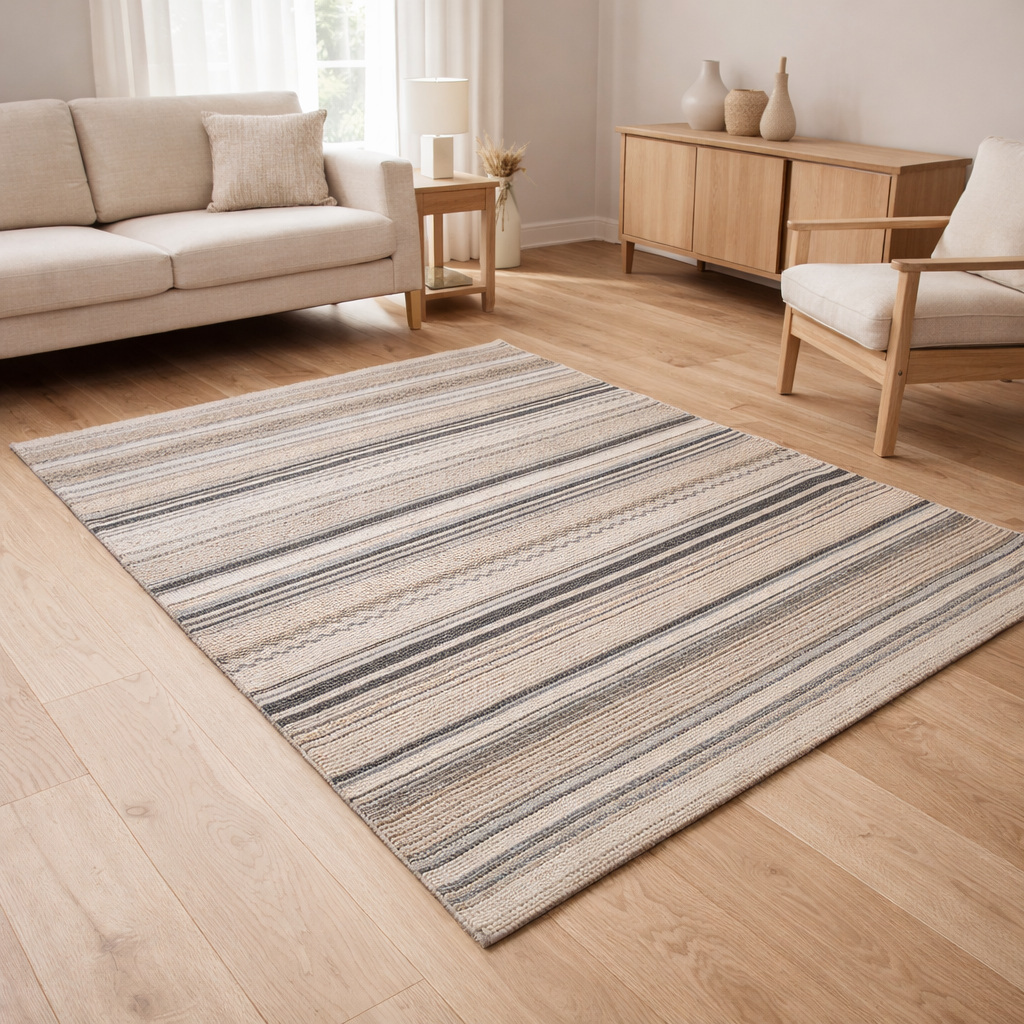 Tapis Morena - Jute, Laine, Coton, Nature/Gris - 160x230 cm en situation