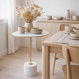 Table d'appoint Lecco - Table d'appoint en laiton et marbre Ø41x58 cm en situation