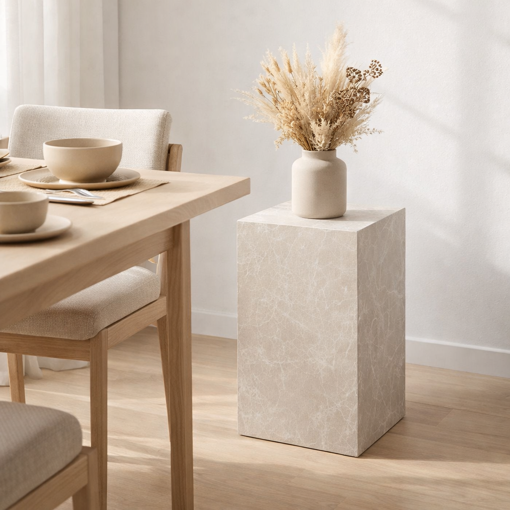 Table d'appoint Prague - Marbre, Bois, 30x30x50 cm en situation
