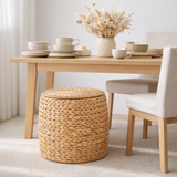 Table d'Appoint Delia - Naturel, Jacinthe d'Eau, Ø43x34 cm en situation