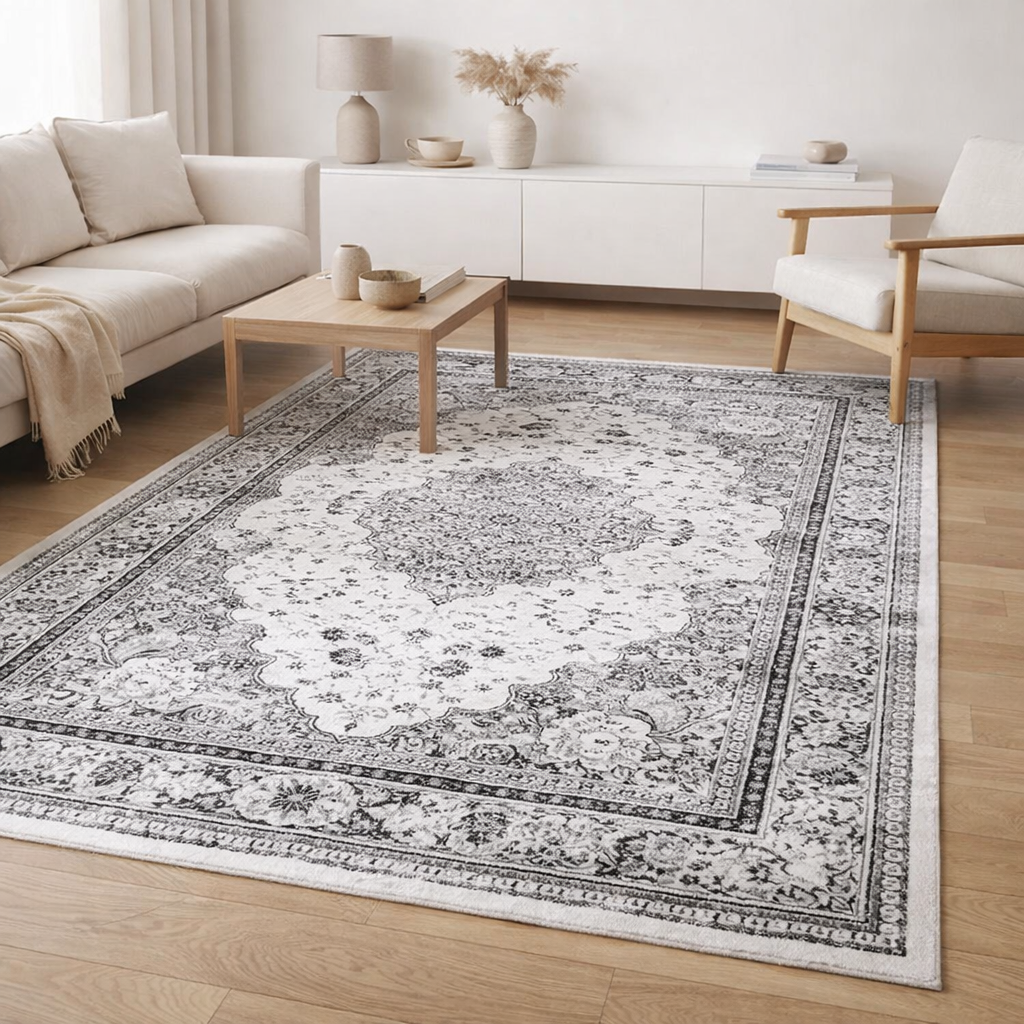 Tapis Havana - Noir/Blanc, Chenille Polyester, 160x230 cm en situation