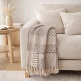 Alanya Plaid - Plaid, marron/beige/blanc, Coton, Polyester, 130x180 cm en situation