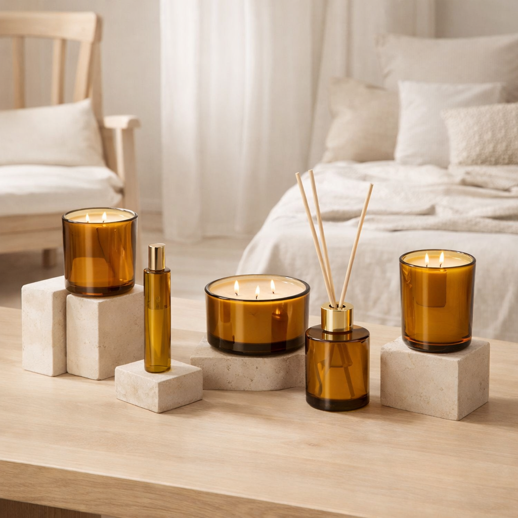 Bâtonnets parfumés J-Line Excellent - Golden Honey - verre - ocre en situation