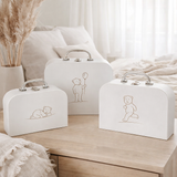 Valise J-Line Birth Bear - carton - blanc - lot de 3 en situation