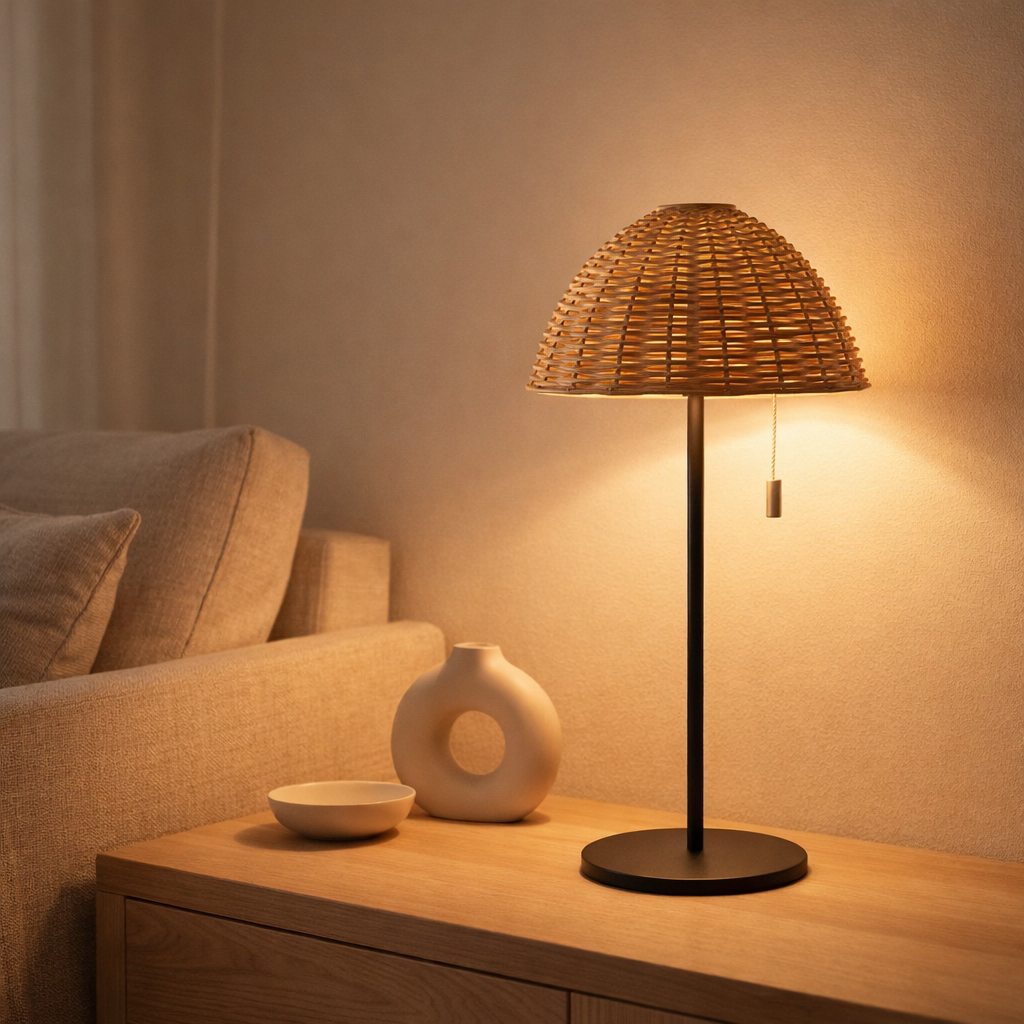 Wigan LED Lampe de table, métal, rechargeable, nature/noir en situation
