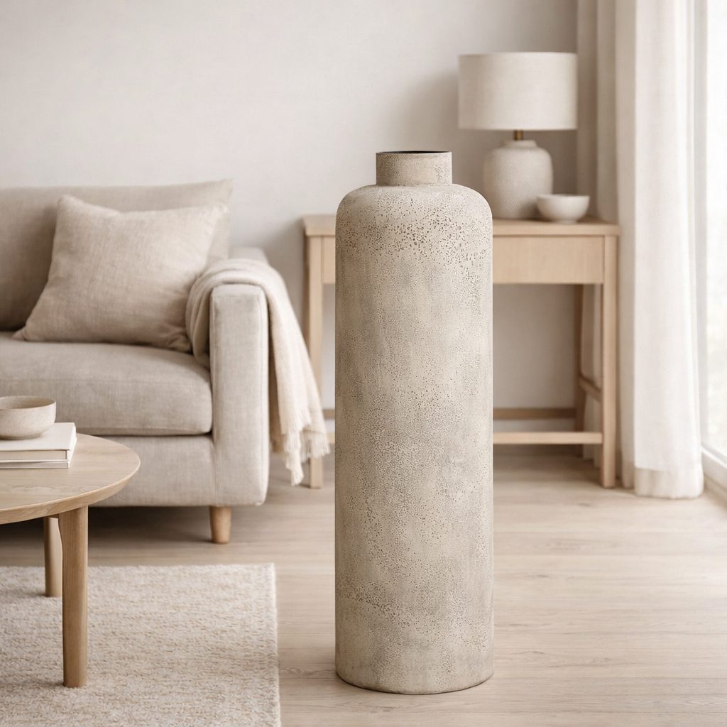 Hou Pot décoratif, métal, beige antique, ø24x78,5 cm en situation