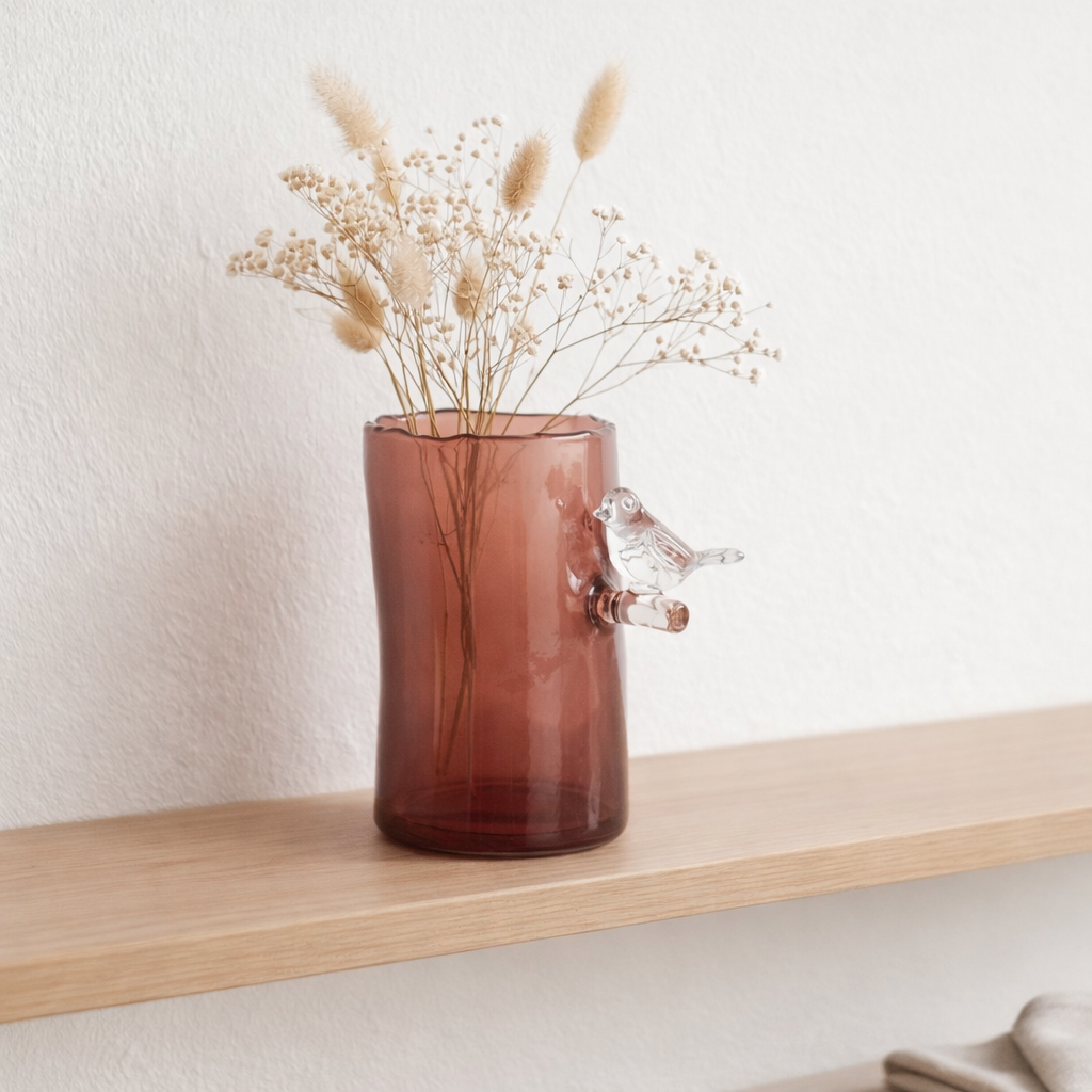 Vase Oiseau Sur Branche Petit en situation