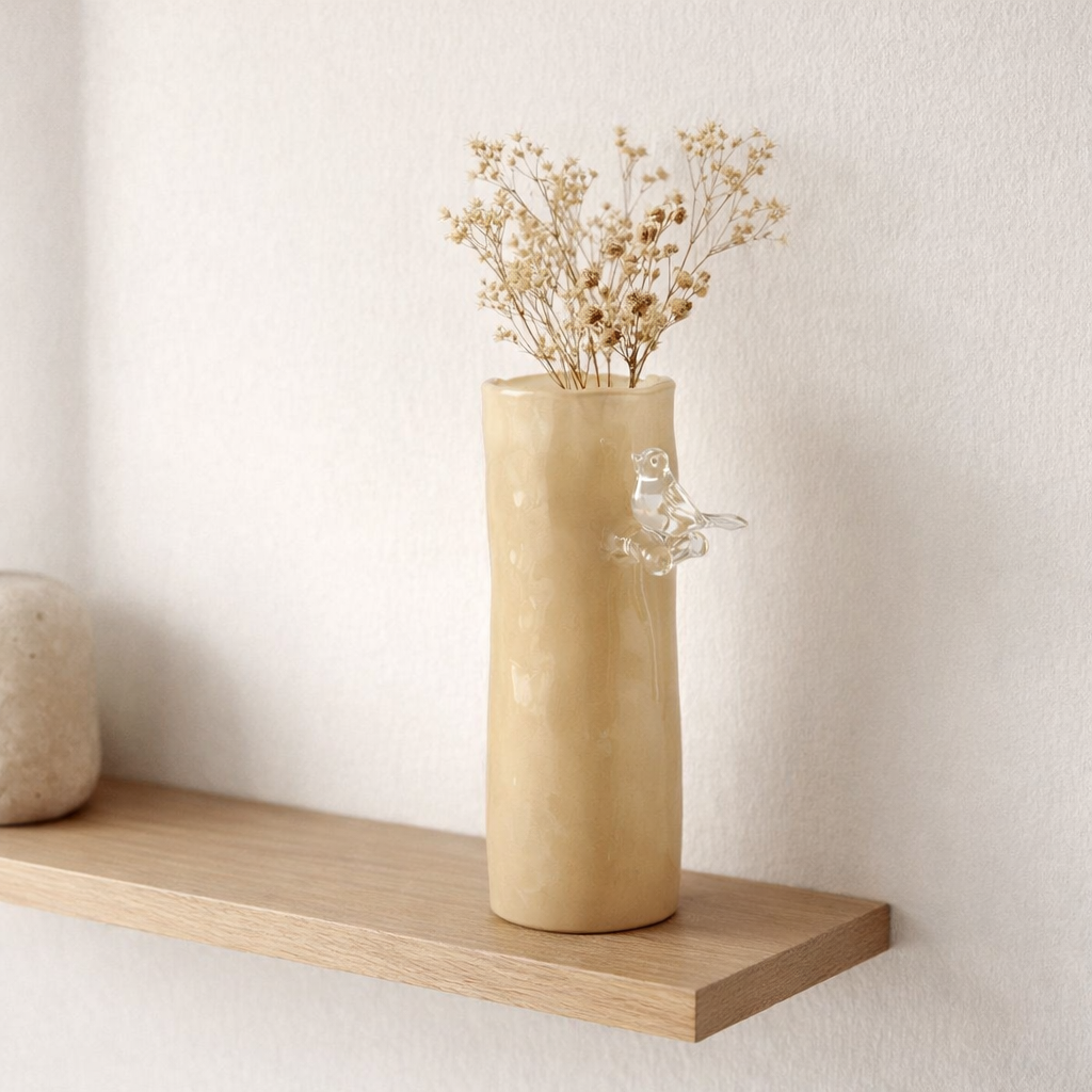 Vase Oiseau Sur Branche Grand en situation