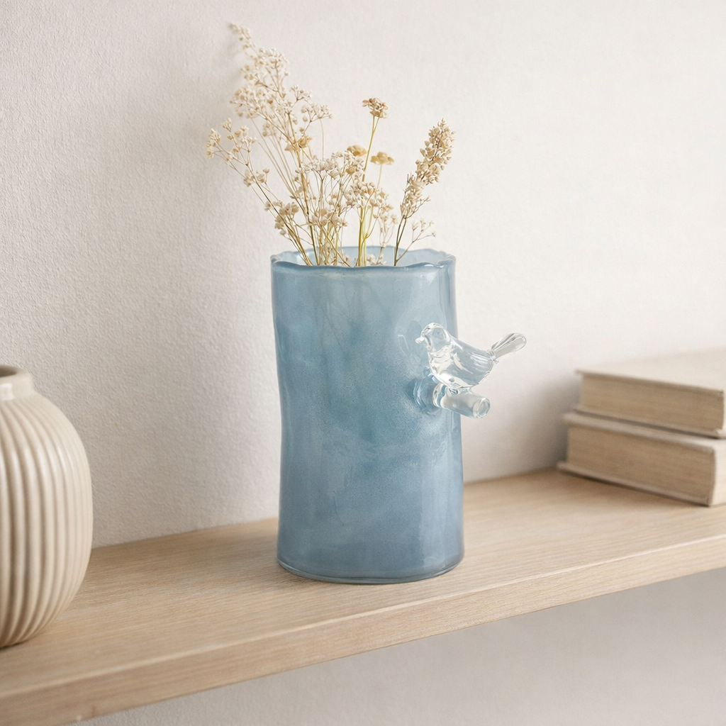 Vase Oiseau Sur Branche Petit en situation